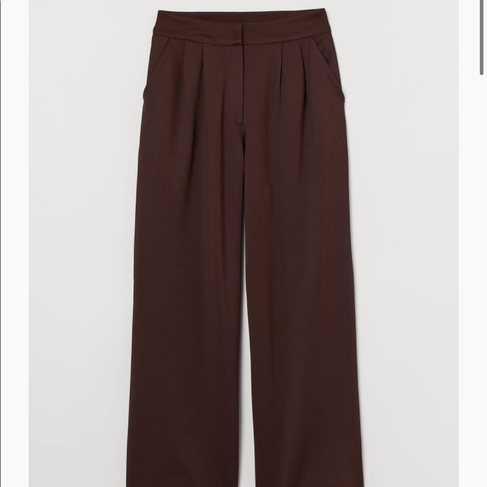 H&M dark brown wide-leg pants
